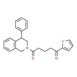 ChemSpider 2D Image | 1-(4-Phenyl-3,4-dihydro-2(1H)-isoquinolinyl)-5-(2-thienyl)-1,5-pentanedione | C24H23NO2S