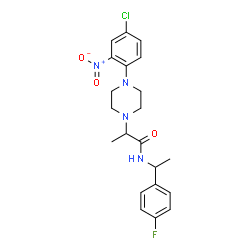 ChemSpider 2D Image | 2-[4-(4-Chloro-2-nitrophenyl)-1-piperazinyl]-N-[1-(4-fluorophenyl)ethyl]propanamide | C21H24ClFN4O3