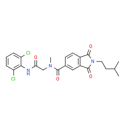ChemSpider 2D Image | N-{2-[(2,6-Dichlorophenyl)amino]-2-oxoethyl}-N-methyl-2-(3-methylbutyl)-1,3-dioxo-5-isoindolinecarboxamide | C23H23Cl2N3O4