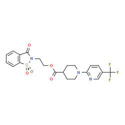 ChemSpider 2D Image | 2-(1,1-Dioxido-3-oxo-1,2-benzothiazol-2(3H)-yl)ethyl 1-[5-(trifluoromethyl)-2-pyridinyl]-4-piperidinecarboxylate | C21H20F3N3O5S