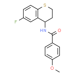 ChemSpider 2D Image | N-(6-Fluoro-3,4-dihydro-2H-thiochromen-4-yl)-4-methoxybenzamide | C17H16FNO2S