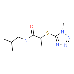 ChemSpider 2D Image | N-Isobutyl-2-[(1-methyl-1H-tetrazol-5-yl)sulfanyl]propanamide | C9H17N5OS