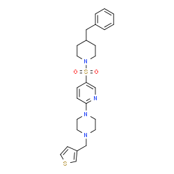 ChemSpider 2D Image | 1-{5-[(4-Benzyl-1-piperidinyl)sulfonyl]-2-pyridinyl}-4-(3-thienylmethyl)piperazine | C26H32N4O2S2