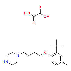 ChemSpider 2D Image | 1-{4-[4-Methyl-2-(2-methyl-2-propanyl)phenoxy]butyl}piperazine ethanedioate (1:1) | C21H34N2O5