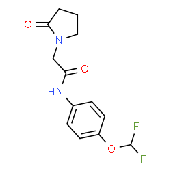 ChemSpider 2D Image | N-[4-(Difluoromethoxy)phenyl]-2-(2-oxo-1-pyrrolidinyl)acetamide | C13H14F2N2O3
