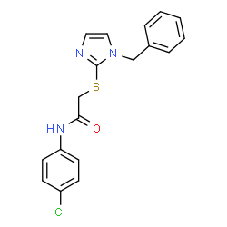 ChemSpider 2D Image | 2-[(1-Benzyl-1H-imidazol-2-yl)sulfanyl]-N-(4-chlorophenyl)acetamide | C18H16ClN3OS