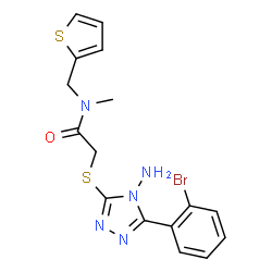 ChemSpider 2D Image | 2-{[4-Amino-5-(2-bromophenyl)-4H-1,2,4-triazol-3-yl]sulfanyl}-N-methyl-N-(2-thienylmethyl)acetamide | C16H16BrN5OS2