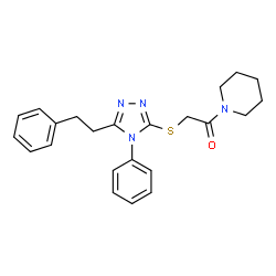 ChemSpider 2D Image | 2-{[4-Phenyl-5-(2-phenylethyl)-4H-1,2,4-triazol-3-yl]sulfanyl}-1-(1-piperidinyl)ethanone | C23H26N4OS