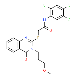 ChemSpider 2D Image | 2-{[3-(3-Methoxypropyl)-4-oxo-3,4-dihydro-2-quinazolinyl]sulfanyl}-N-(2,4,5-trichlorophenyl)acetamide | C20H18Cl3N3O3S