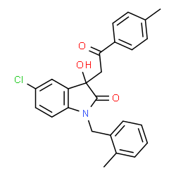 ChemSpider 2D Image | 5-Chloro-3-hydroxy-1-(2-methylbenzyl)-3-[2-(4-methylphenyl)-2-oxoethyl]-1,3-dihydro-2H-indol-2-one | C25H22ClNO3