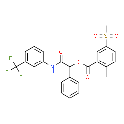 ChemSpider 2D Image | 2-Oxo-1-phenyl-2-{[3-(trifluoromethyl)phenyl]amino}ethyl 2-methyl-5-(methylsulfonyl)benzoate | C24H20F3NO5S