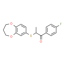ChemSpider 2D Image | 2-(3,4-Dihydro-2H-1,5-benzodioxepin-7-ylsulfanyl)-1-(4-fluorophenyl)-1-propanone | C18H17FO3S