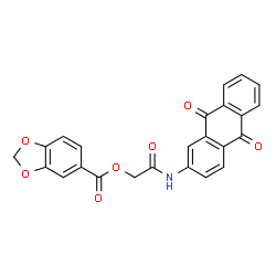 ChemSpider 2D Image | 2-[(9,10-Dioxo-9,10-dihydro-2-anthracenyl)amino]-2-oxoethyl 1,3-benzodioxole-5-carboxylate | C24H15NO7
