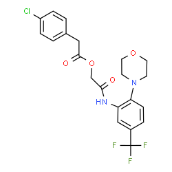 ChemSpider 2D Image | 2-{[2-(4-Morpholinyl)-5-(trifluoromethyl)phenyl]amino}-2-oxoethyl (4-chlorophenyl)acetate | C21H20ClF3N2O4