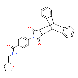 ChemSpider 2D Image | 4-(16,18-Dioxo-17-azapentacyclo[6.6.5.0~2,7~.0~9,14~.0~15,19~]nonadeca-2,4,6,9,11,13-hexaen-17-yl)-N-(tetrahydro-2-furanylmethyl)benzamide | C30H26N2O4