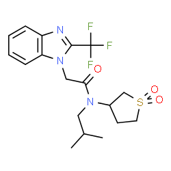 ChemSpider 2D Image | N-(1,1-Dioxidotetrahydro-3-thiophenyl)-N-isobutyl-2-[2-(trifluoromethyl)-1H-benzimidazol-1-yl]acetamide | C18H22F3N3O3S