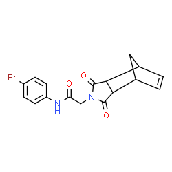ChemSpider 2D Image | N-(4-Bromophenyl)-2-(3,5-dioxo-4-azatricyclo[5.2.1.0~2,6~]dec-8-en-4-yl)acetamide | C17H15BrN2O3