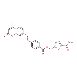 ChemSpider 2D Image | Methyl 5-{[(4-{[(4-methyl-2-oxo-2H-chromen-7-yl)oxy]methyl}benzoyl)oxy]methyl}-2-furoate | C25H20O8