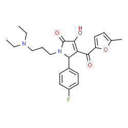 ChemSpider 2D Image | 1-[3-(Diethylamino)propyl]-5-(4-fluorophenyl)-3-hydroxy-4-(5-methyl-2-furoyl)-1,5-dihydro-2H-pyrrol-2-one | C23H27FN2O4