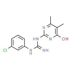 ChemSpider 2D Image | 1-(3-chlorophenyl)-3-(4-hydroxy-5,6-dimethylpyrimidin-2-yl)guanidine | C13H14ClN5O