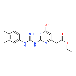 ChemSpider 2D Image | ethyl {2-[N'-(3,4-dimethylphenyl)carbamimidamido]-6-hydroxypyrimidin-4-yl}acetate | C17H21N5O3