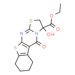 ChemSpider 2D Image | Ethyl 3-hydroxy-5-oxo-2,3,6,7,8,9-hexahydro-5H-[1]benzothieno[2,3-d][1,3]thiazolo[3,2-a]pyrimidine-3-carboxylate | C15H16N2O4S2