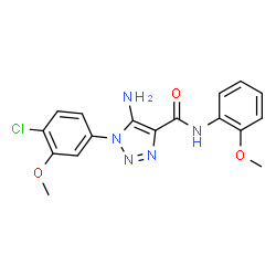 ChemSpider 2D Image | 5-Amino-1-(4-chloro-3-methoxyphenyl)-N-(2-methoxyphenyl)-1H-1,2,3-triazole-4-carboxamide | C17H16ClN5O3
