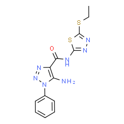 ChemSpider 2D Image | 5-Amino-N-[5-(ethylsulfanyl)-1,3,4-thiadiazol-2-yl]-1-phenyl-1H-1,2,3-triazole-4-carboxamide | C13H13N7OS2
