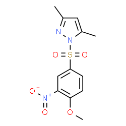 ChemSpider 2D Image | 1-[(4-Methoxy-3-nitrophenyl)sulfonyl]-3,5-dimethyl-1H-pyrazole | C12H13N3O5S