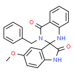 ChemSpider 2D Image | 3'-Benzyl-5-methoxy-1'H-spiro[indole-3,2'-quinazoline]-2,4'(1H,3'H)-dione | C23H19N3O3
