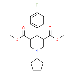 ChemSpider 2D Image | Dimethyl 1-cyclopentyl-4-(4-fluorophenyl)-1,4-dihydro-3,5-pyridinedicarboxylate | C20H22FNO4