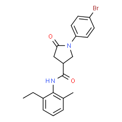 ChemSpider 2D Image | 1-(4-Bromophenyl)-N-(2-ethyl-6-methylphenyl)-5-oxo-3-pyrrolidinecarboxamide | C20H21BrN2O2