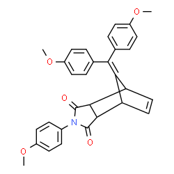 ChemSpider 2D Image | 10-[Bis(4-methoxyphenyl)methylene]-4-(4-methoxyphenyl)-4-azatricyclo[5.2.1.0~2,6~]dec-8-ene-3,5-dione | C31H27NO5