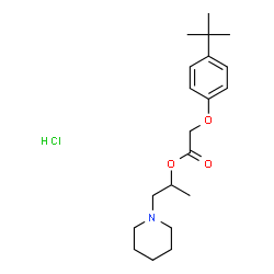 ChemSpider 2D Image | 1-(1-Piperidinyl)-2-propanyl [4-(2-methyl-2-propanyl)phenoxy]acetate hydrochloride (1:1) | C20H32ClNO3