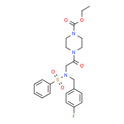 ChemSpider 2D Image | Ethyl 4-[N-(4-fluorobenzyl)-N-(phenylsulfonyl)glycyl]-1-piperazinecarboxylate | C22H26FN3O5S