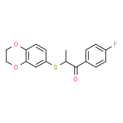 ChemSpider 2D Image | 2-(2,3-Dihydro-1,4-benzodioxin-6-ylsulfanyl)-1-(4-fluorophenyl)-1-propanone | C17H15FO3S