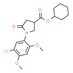 ChemSpider 2D Image | Cyclohexyl 1-(5-chloro-2,4-dimethoxyphenyl)-5-oxo-3-pyrrolidinecarboxylate | C19H24ClNO5
