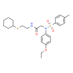 ChemSpider 2D Image | N-[2-(Cyclohexylsulfanyl)ethyl]-N~2~-(4-ethoxyphenyl)-N~2~-[(4-methylphenyl)sulfonyl]glycinamide | C25H34N2O4S2