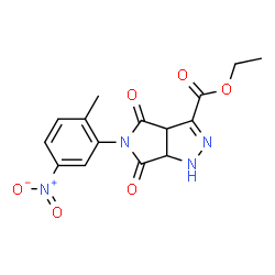 ChemSpider 2D Image | Ethyl 5-(2-methyl-5-nitrophenyl)-4,6-dioxo-1,3a,4,5,6,6a-hexahydropyrrolo[3,4-c]pyrazole-3-carboxylate | C15H14N4O6