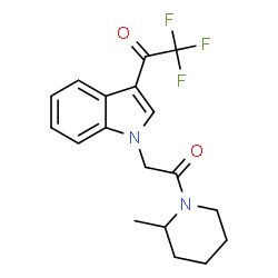 ChemSpider 2D Image | 2,2,2-Trifluoro-1-{1-[2-(2-methyl-1-piperidinyl)-2-oxoethyl]-1H-indol-3-yl}ethanone | C18H19F3N2O2