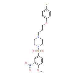 ChemSpider 2D Image | 1-[3-(4-Fluorophenoxy)propyl]-4-[(4-methoxy-3-nitrophenyl)sulfonyl]piperazine | C20H24FN3O6S