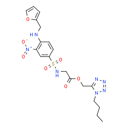 ChemSpider 2D Image | (1-Butyl-1H-tetrazol-5-yl)methyl N-({4-[(2-furylmethyl)amino]-3-nitrophenyl}sulfonyl)glycinate | C19H23N7O7S