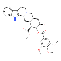 ChemSpider 2D Image | Methyl (3beta,16beta,17alpha,18beta,20alpha)-18-hydroxy-17-[(3,4,5-trimethoxybenzoyl)oxy]yohimban-16-carboxylate | C31H36N2O8