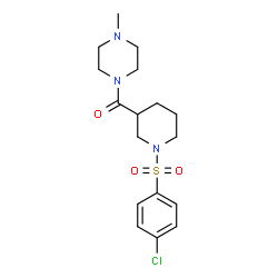 ChemSpider 2D Image | {1-[(4-Chlorophenyl)sulfonyl]-3-piperidinyl}(4-methyl-1-piperazinyl)methanone | C17H24ClN3O3S
