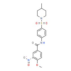 ChemSpider 2D Image | 4-METHOXY-N-[4-(4-METHYLPIPERIDIN-1-YLSULFONYL)PHENYL]-3-NITROBENZAMIDE | C20H23N3O6S