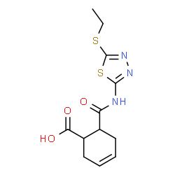 ChemSpider 2D Image | 6-{[5-(Ethylsulfanyl)-1,3,4-thiadiazol-2-yl]carbamoyl}-3-cyclohexene-1-carboxylic acid | C12H15N3O3S2