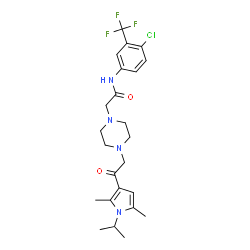 ChemSpider 2D Image | N-[4-Chloro-3-(trifluoromethyl)phenyl]-2-{4-[2-(1-isopropyl-2,5-dimethyl-1H-pyrrol-3-yl)-2-oxoethyl]-1-piperazinyl}acetamide | C24H30ClF3N4O2