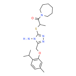 ChemSpider 2D Image | 2-({4-Amino-5-[(2-isopropyl-5-methylphenoxy)methyl]-4H-1,2,4-triazol-3-yl}sulfanyl)-1-(1-azepanyl)-1-propanone | C22H33N5O2S