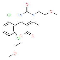 ChemSpider 2D Image | 2-Methoxyethyl 4-(2,6-dichlorophenyl)-1-(2-methoxyethyl)-6-methyl-2-oxo-1,2,3,4-tetrahydro-5-pyrimidinecarboxylate | C18H22Cl2N2O5