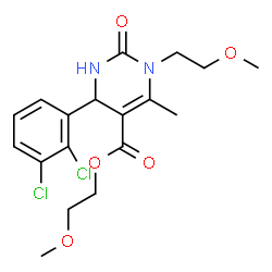 ChemSpider 2D Image | 2-Methoxyethyl 4-(2,3-dichlorophenyl)-1-(2-methoxyethyl)-6-methyl-2-oxo-1,2,3,4-tetrahydro-5-pyrimidinecarboxylate | C18H22Cl2N2O5